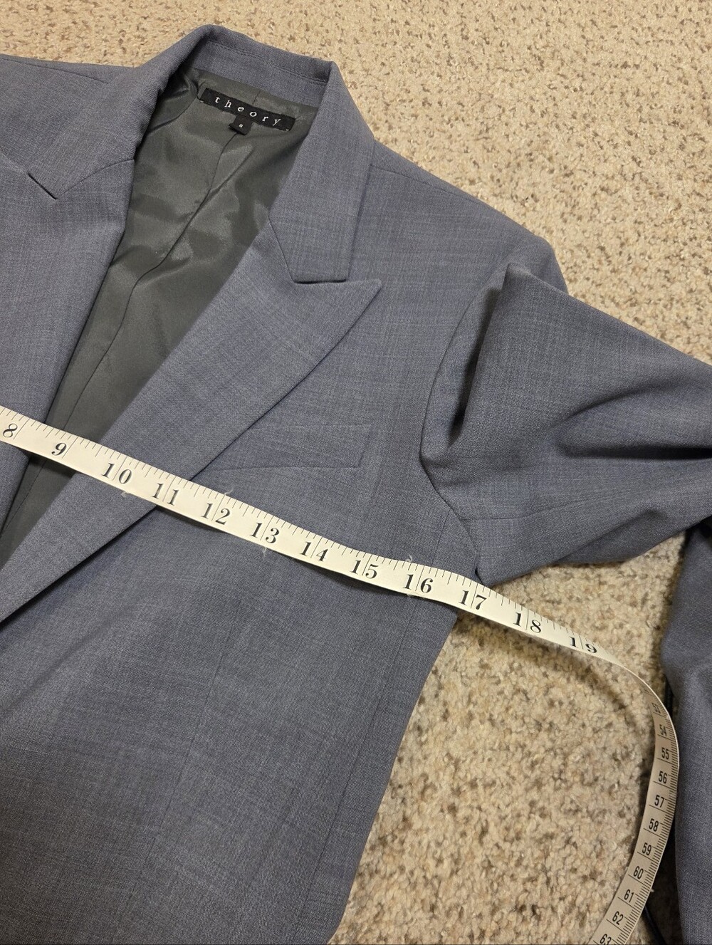 Theory Gabe B 2 Urban Blazer Jacket Women's 8 Blue Wool Notched Lapel 1 Button - Picture 10 of 12